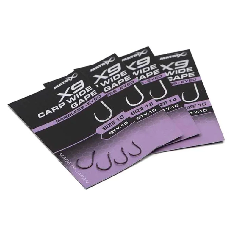 Куки MATRIX X9 Carp Wide Gape Barbless Eyed №14 - Image 2