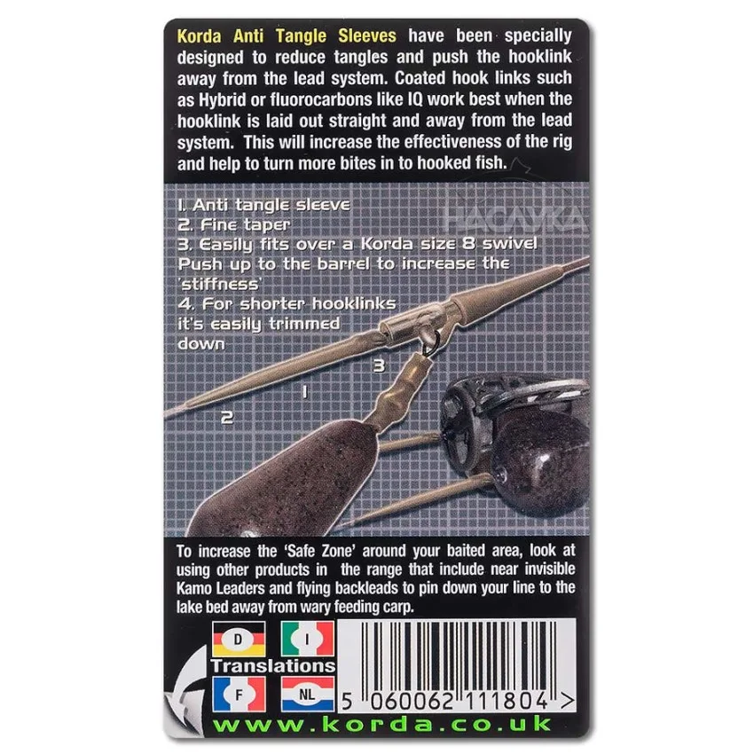 Шлаух KORDA Anti Tangle Hooklink Sleeves Brown - 25 броя - Image 3