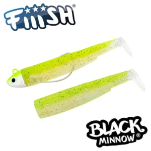 Силиконови примамки FIIISH Black Minnow No2.5 Combo: Jig Head 12g + 2 Lure Bodies 10.5cm - Lime Juice